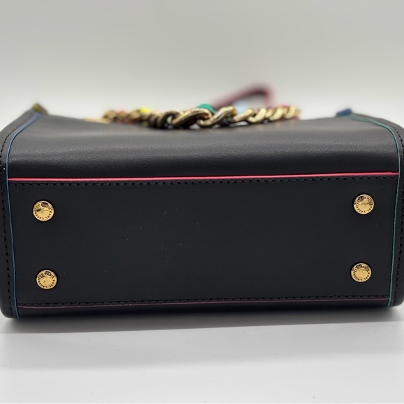 Karl Lagerfeld Black and Pink Leather Crossbody Bag with Multicolor Chain - Picture 5 of 13